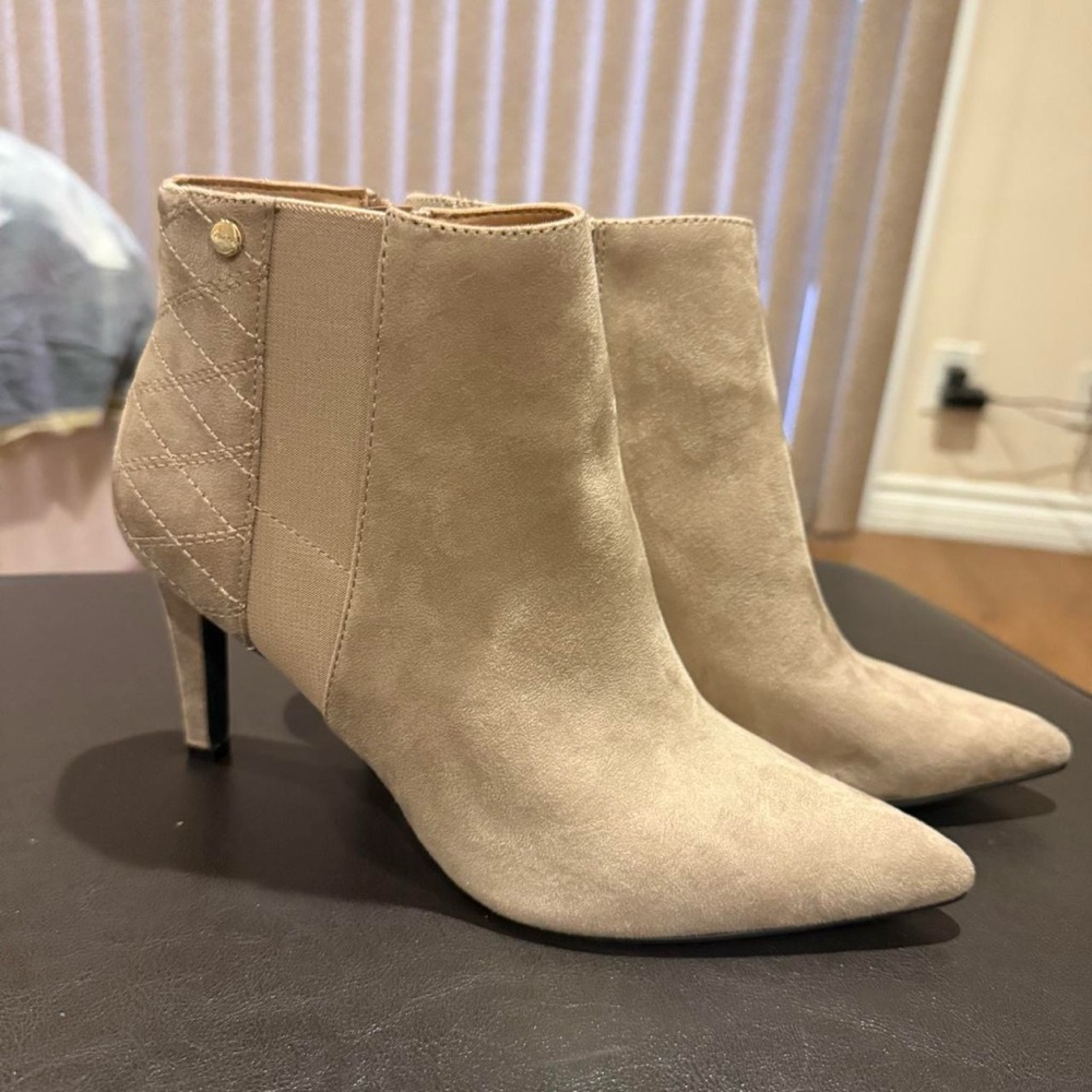 Calvin Klein brown suede heeled booties